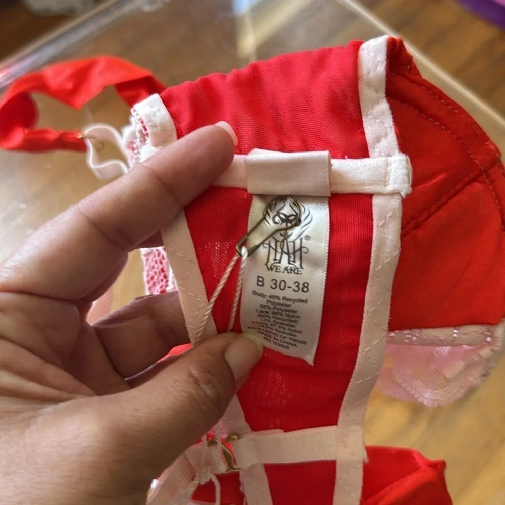 NWT$113 2-PC LINGERIE SET After Hours Satin Bra Red 30-38B & Fly Girl Panty MED